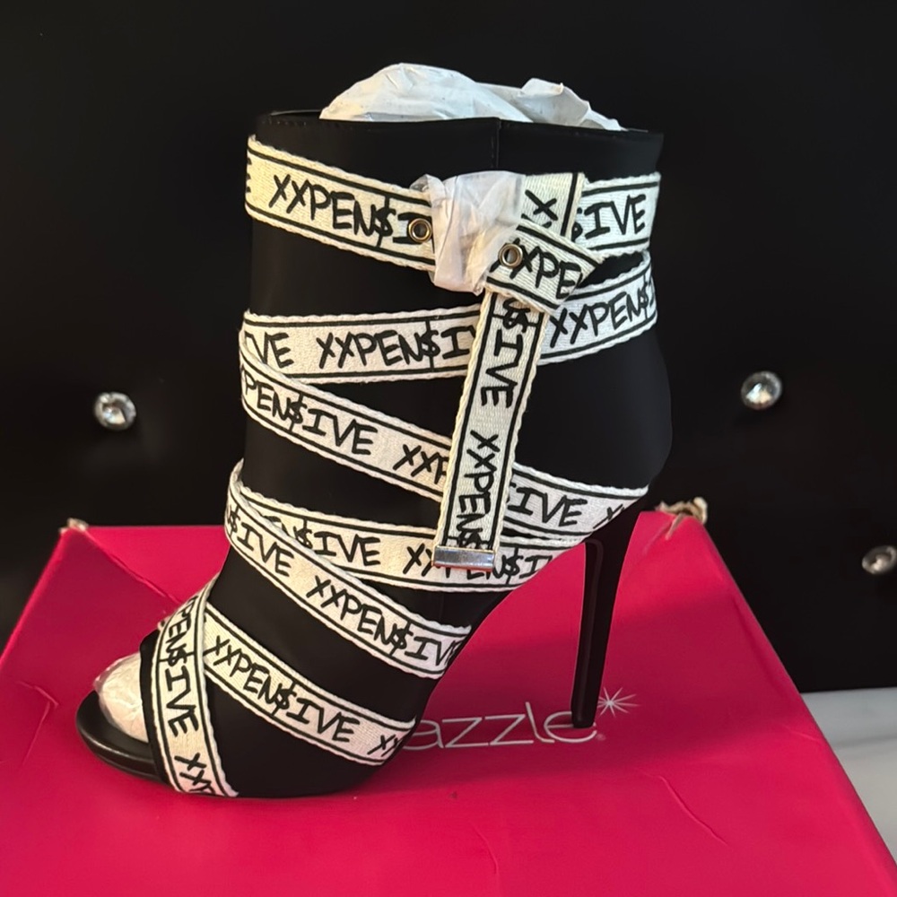 Shoe Dazzle Black High-Heeled Ankle Boots
